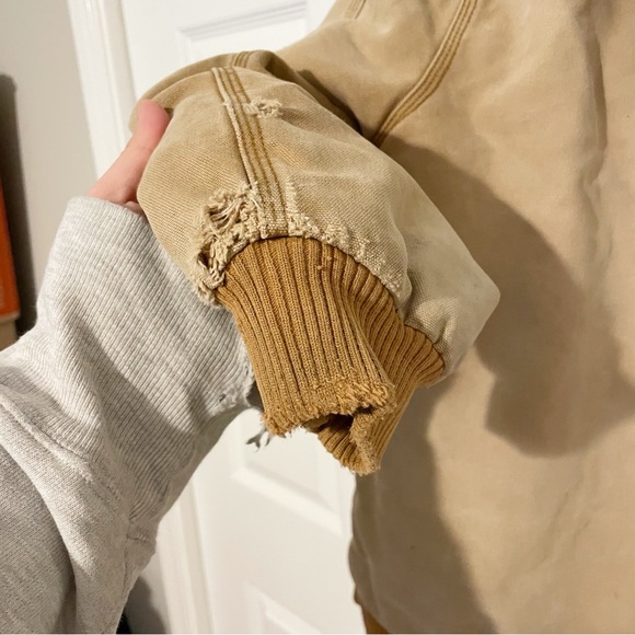 Vintage Carhartt Kids Large Distressed Lined Full Zip Hooded Jacket Brown Faded - Picture 11 of 12